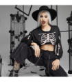 Body détachable pour femmes, imprimé squelette punk