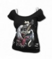 ROCK ANGEL - 2in1 White Ripped Top Black (Plain)